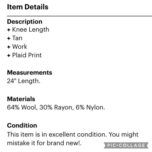 Jones NY Wool Plaid Knee Length Career Work Skirt - Picture 3 of 3